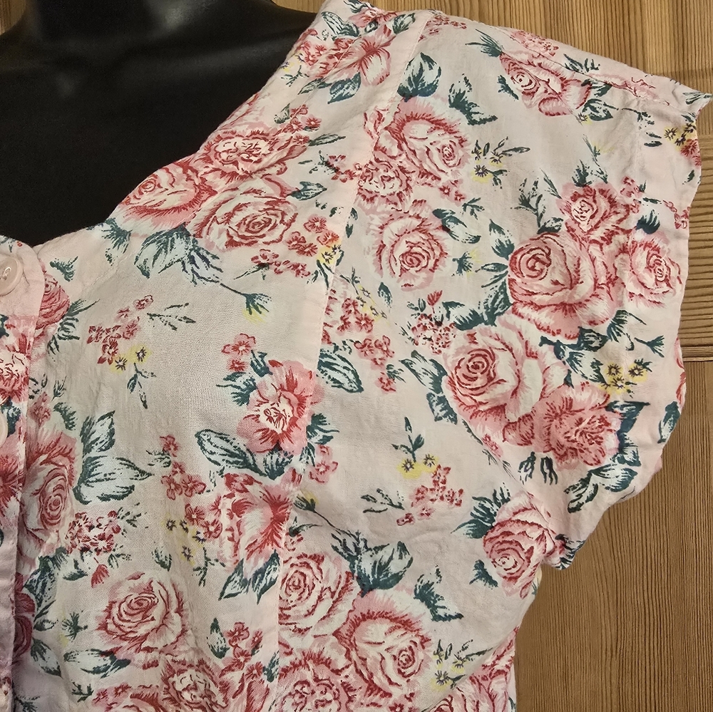 Vintage Adonna Pink Floral 80s 90s Gramma Midi Dress Shabby Chic Cottage - Picture 4 of 9